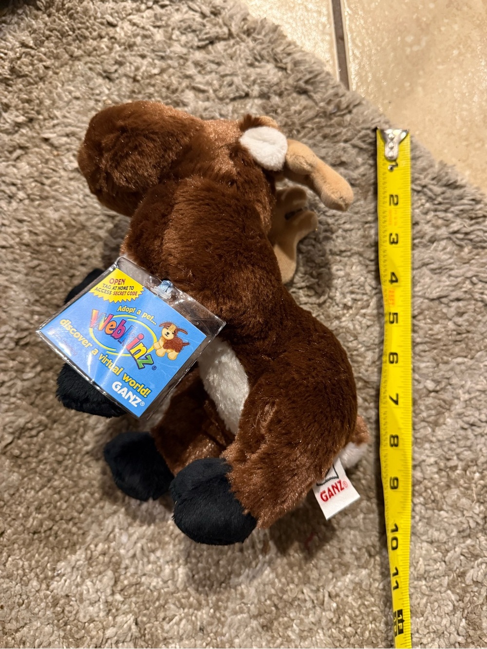 GANZ Webkinz Brown MoosePlush Stuffed Moose with Tag code